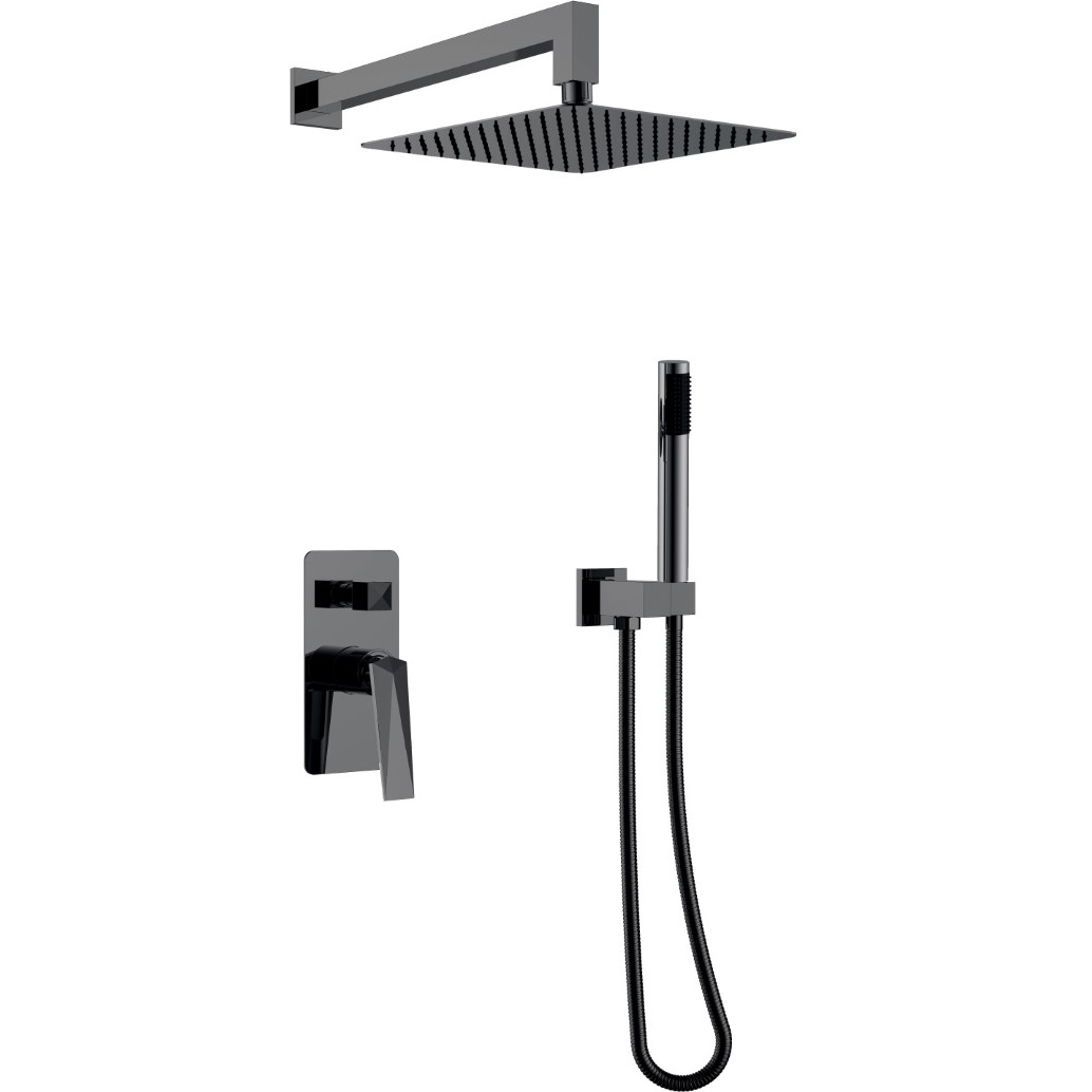 Душевой комплект 20x20 см. Boheme Venturo 374-SGM (оружейный металл глянцевый), без излива