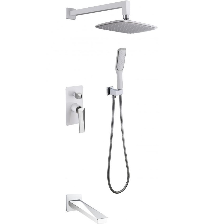 Душевой комплект 20x20 см. Boheme Venturo 374-W-2 (хром, белый), с изливом