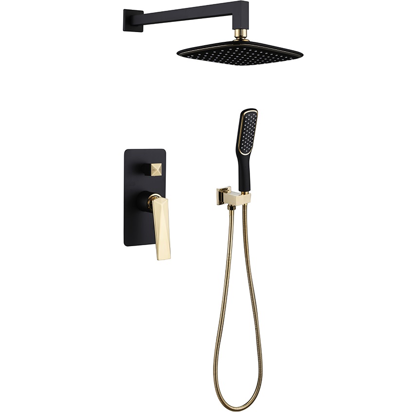 Душевой комплект 20x20 см. Boheme Venturo 384-B (золотой, черный матовый), без излива