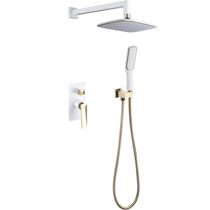 Душевой комплект 20x20 см. Boheme Venturo 384-W (золотой, белый), без излива