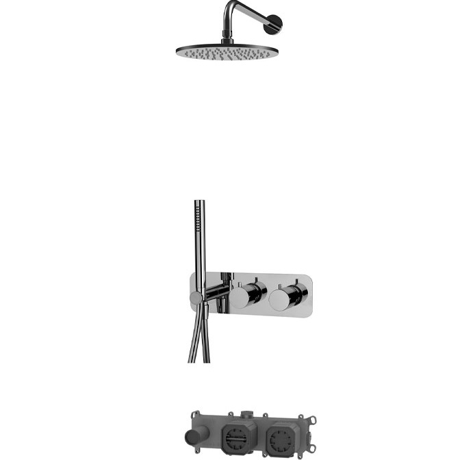 Душевая система 25х25см Fima Carlo Frattini Wellness Sistemi doccia F3149WX3R252CR (хром), с термостатом, 2 источника