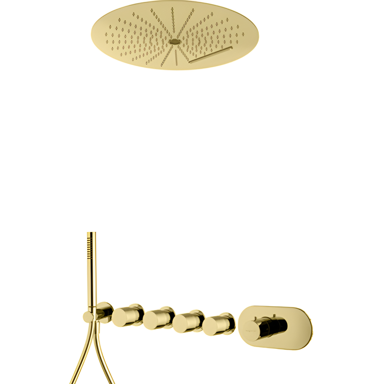 Душевая система 40x40 см. Fima Carlo Frattini Sistemi doccia F3188X4R40OR (золотой), с термостатом, на 4 источника