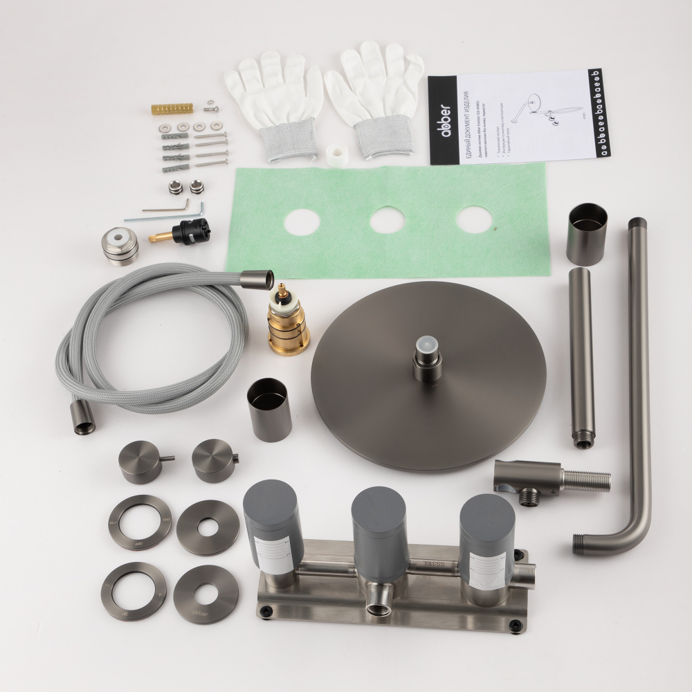 Душевая система Abber Emotion 316 AF8851BGG 25x25 (оружейная сталь брашированная), без излива