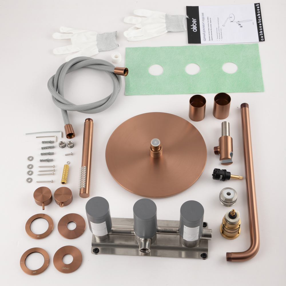 Душевая система Abber Emotion 316 AF8851BRG 25x25 (розовое золото брашированное), без излива