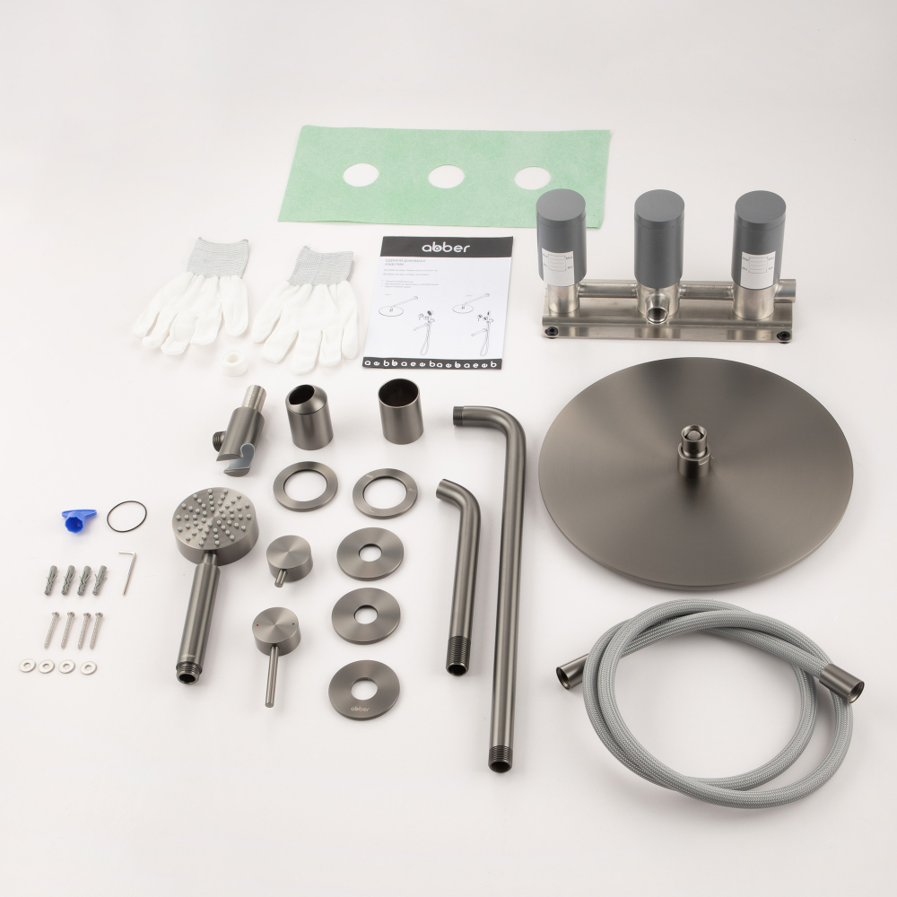 Душевая система Abber Wasser Kreis 316 AF8117BGG 30x30 (оружейная сталь брашированная), с изливом