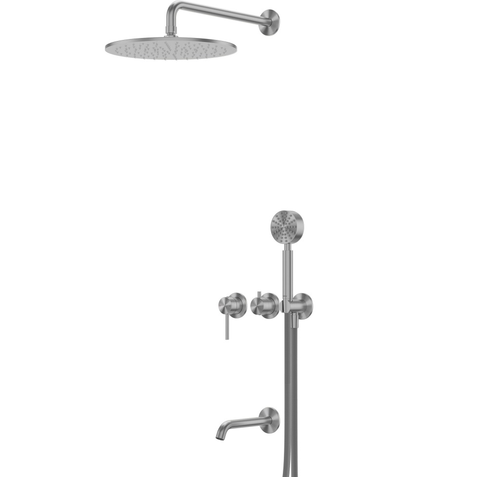 Душевая система Abber Wasser Kreis 316 AF8117BGG 30x30 (оружейная сталь брашированная), с изливом