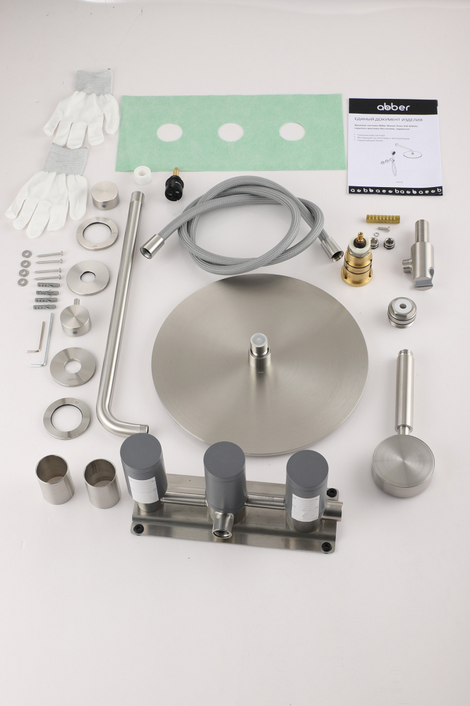 Душевая система Abber Wasser Kreis 316 AF8151BST 30x30 (сталь брашированная), без излива