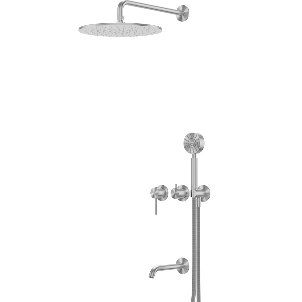 Душевая система Abber Wasser Kreis 316 AF8117BST 30x30 (сталь брашированная), с изливом