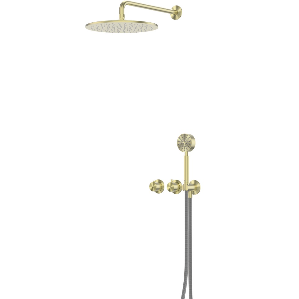 Душевая система Abber Wasser Kreis 316 AF8151BG 30x30 (светлое золото брашированная), без излива