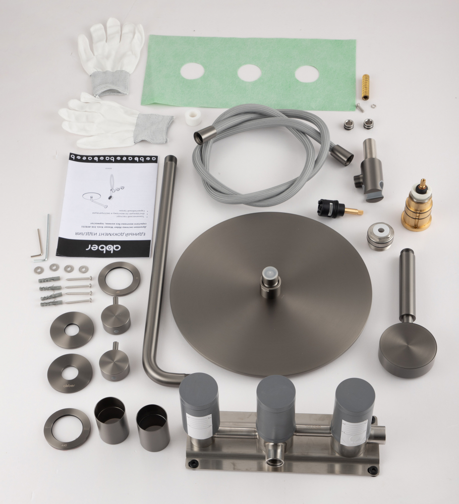 Душевая система Abber Wasser Kreis 316 AF8151BGG 30x30 (оружейная сталь брашированная), без излива