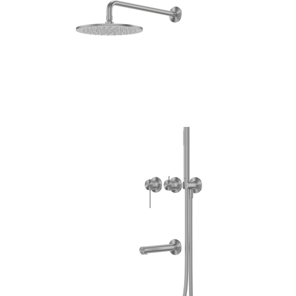 Душевая система Abber Emotion 316 AF8817BGG 25x25 (оружейная сталь брашированная), с изливом