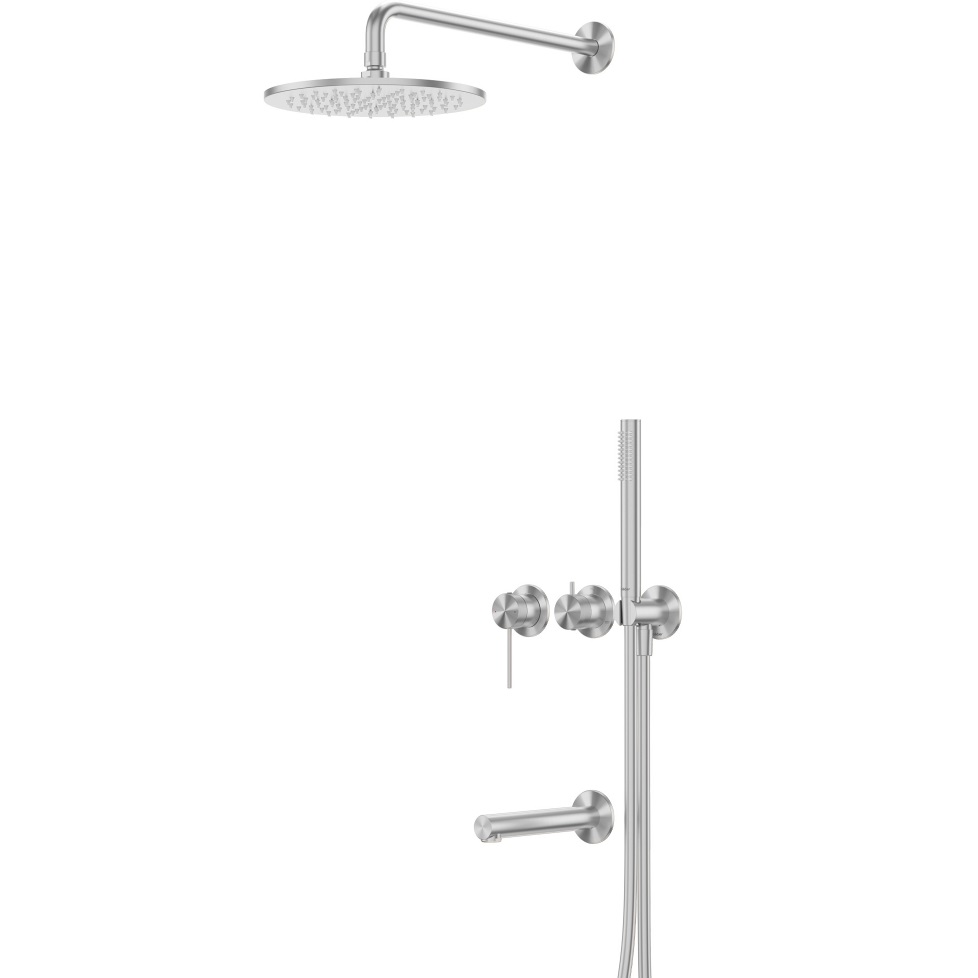 Душевая система Abber Emotion 316 AF8817BST 25x25 (сталь брашированная), с изливом