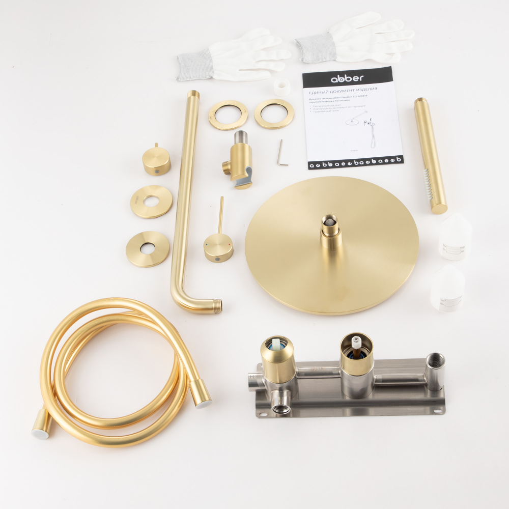 Душевая система Abber Emotion 316 AF8819BG 25x25 (светлое золото брашированное), без излива
