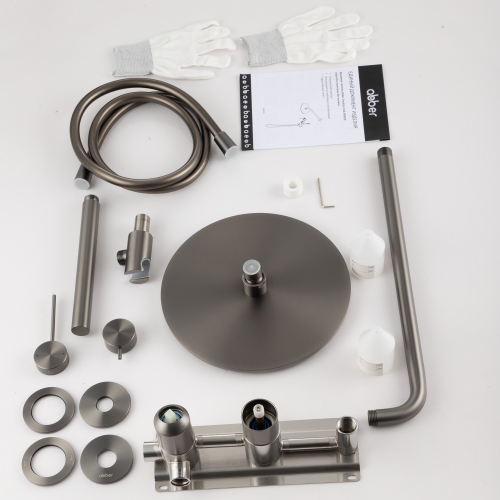 Душевая система Abber Emotion 316 AF8819BGG 25x25 (оружейная сталь брашированная), без излива