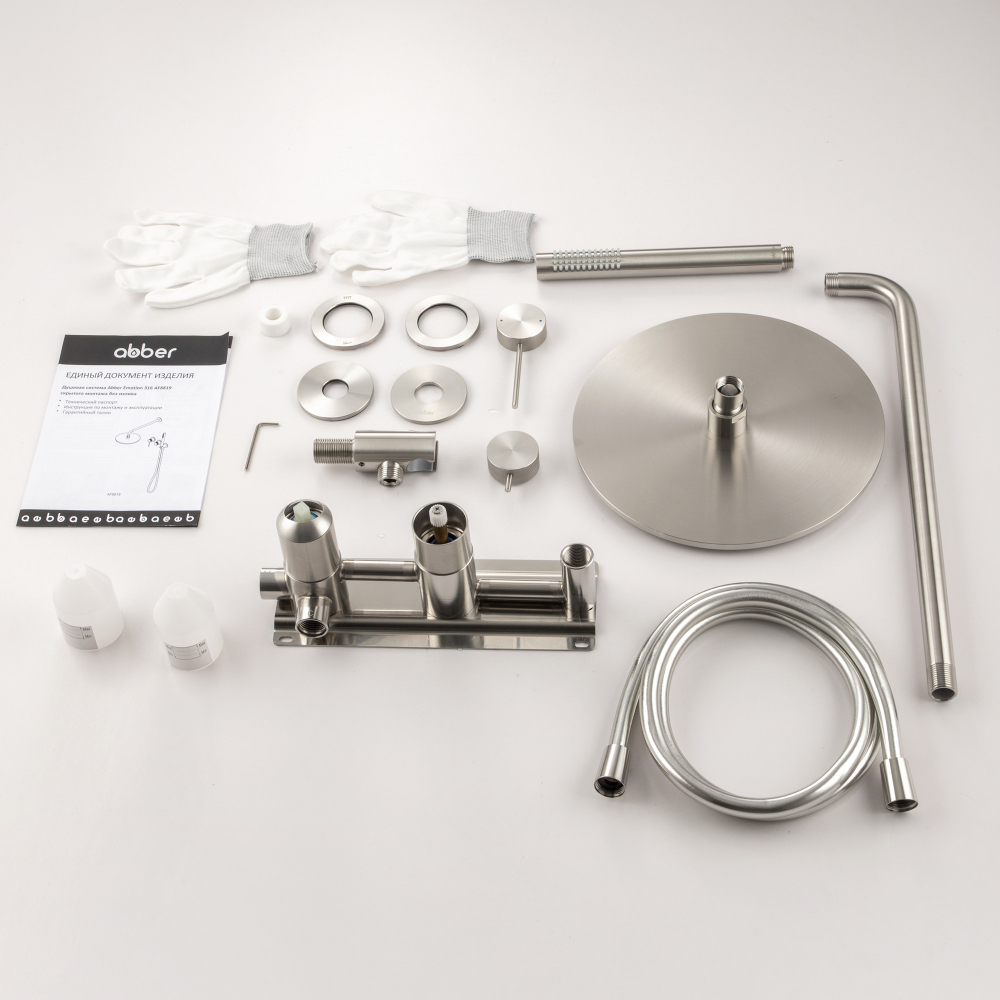 Душевая система Abber Emotion 316 AF8819BST 25x25 (сталь брашированная), без излива