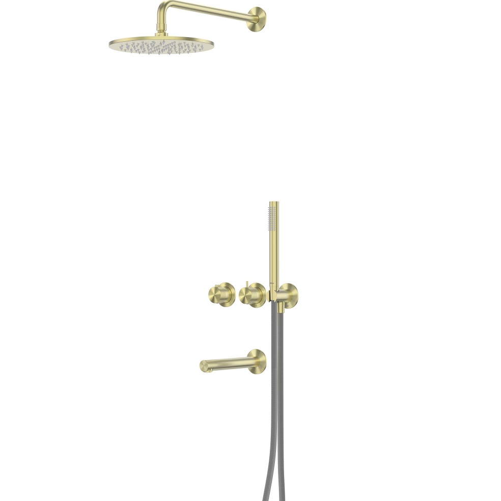 Душевая система Abber Emotion 316 AF8850BG 25x25 (светлое золото брашированное), с изливом