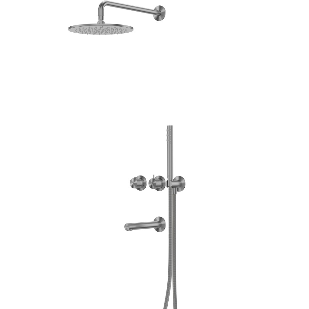 Душевая система Abber Emotion 316 AF8850BGG 25x25 (оружейная сталь брашированная), с изливом