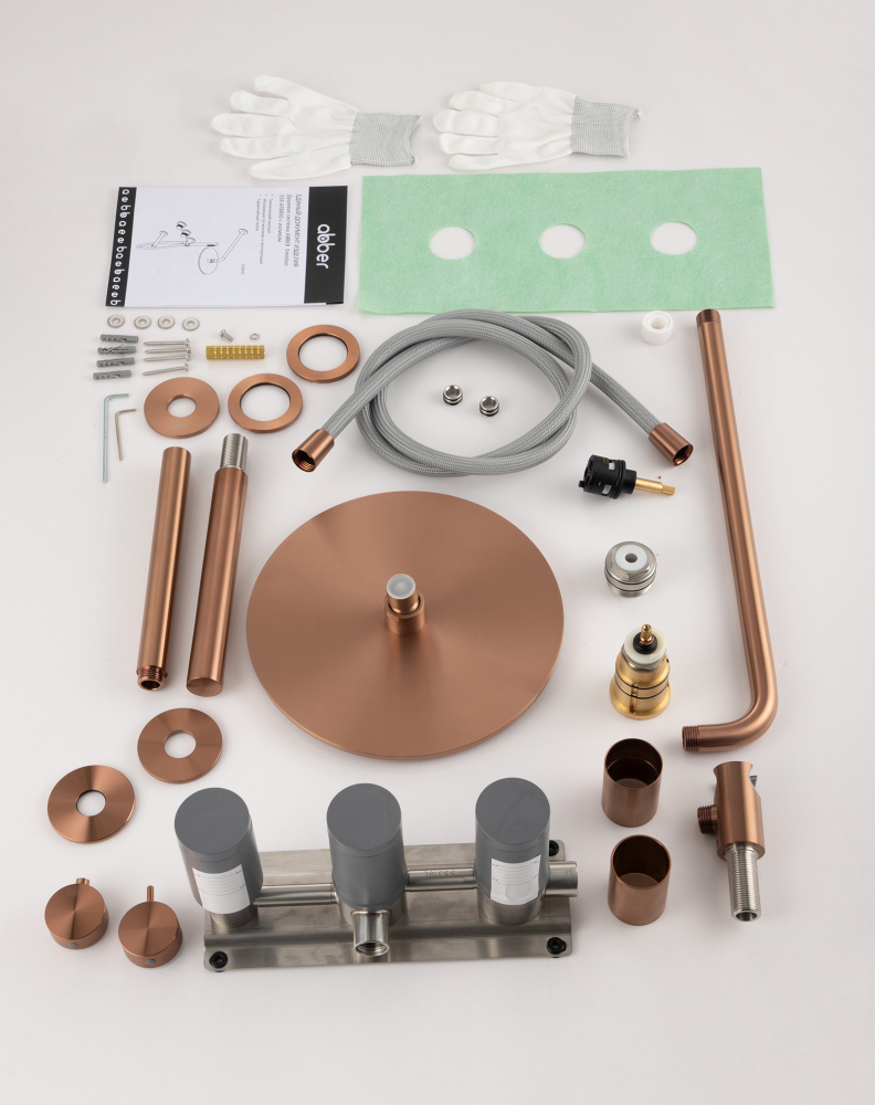 Душевая система Abber Emotion 316 AF8850BRG 25x25 (розовое золото брашированное), с изливом