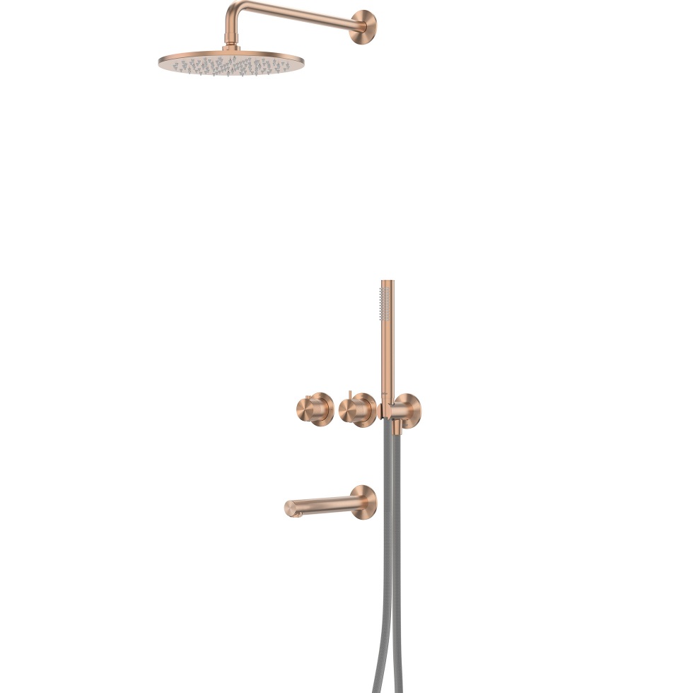 Душевая система Abber Emotion 316 AF8850BRG 25x25 (розовое золото брашированное), с изливом