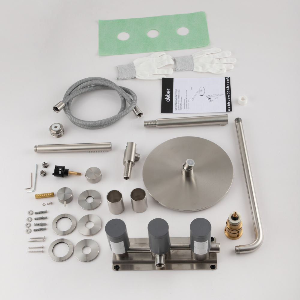 Душевая система Abber Emotion 316 AF8850BST 25x25 (сталь брашированная), с изливом