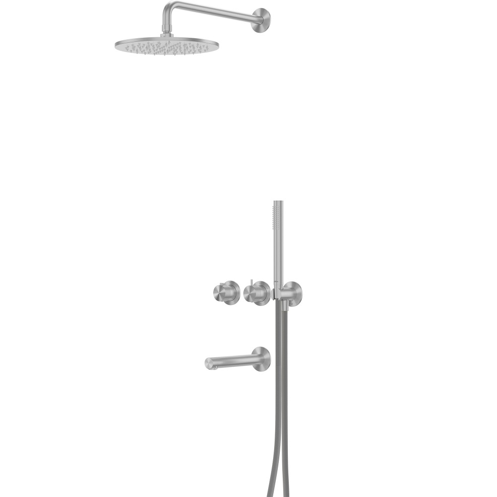 Душевая система Abber Emotion 316 AF8850BST 25x25 (сталь брашированная), с изливом