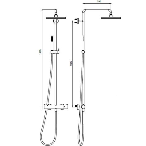 Душевая система Almar E405001.316 (нержавеющая сталь), с термостатом