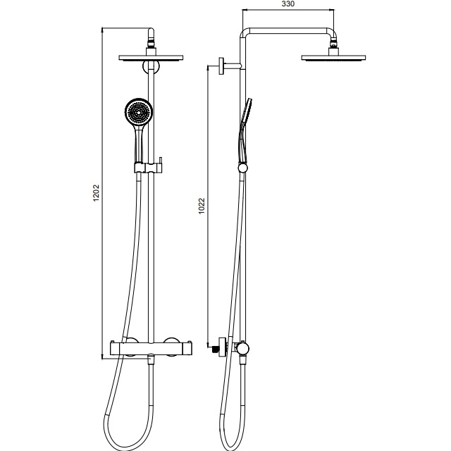 Душевая система Almar E405002.HB (латунь брашированная), с термостатом