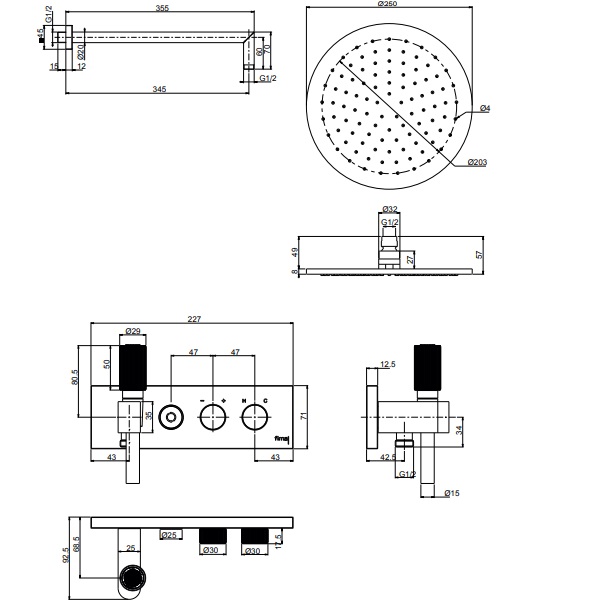 Душевая система Fima Carlo Frattini Switch F5979X2R252CR (хром), с термостатом