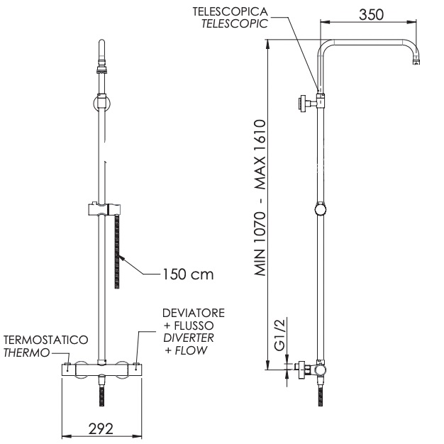 Душевая система Remer Elegance EQ32ASSDDO (золотой), с термостатом