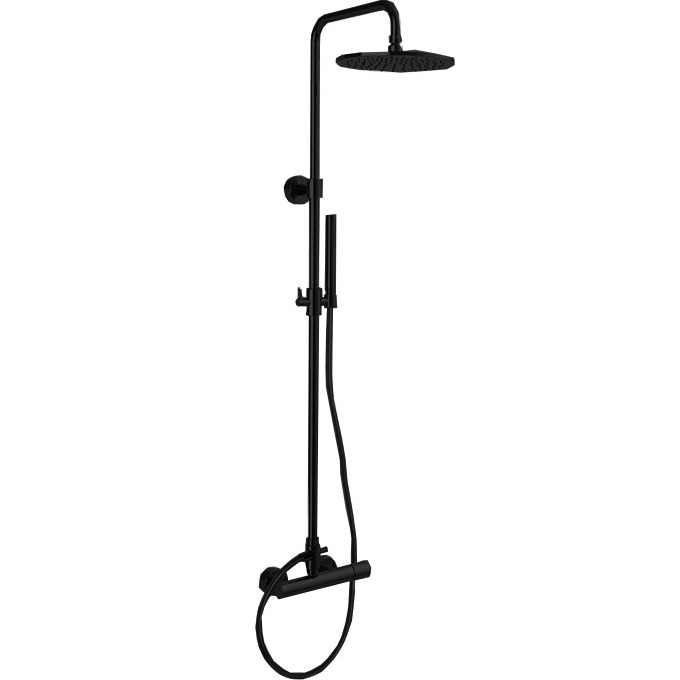 Душевая стойка с верхним душем 25x25 Fima Carlo Frattini Wellness Colonne doccia F3035T/2XNS (черный матовый), без излива