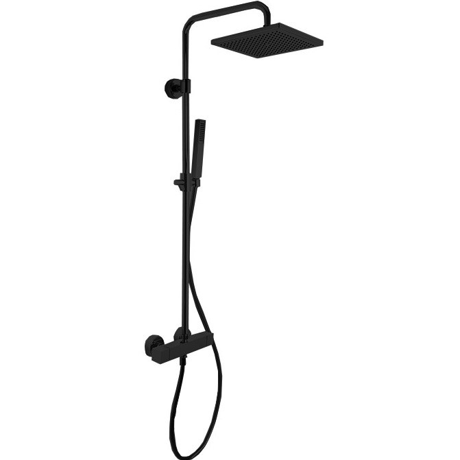 Душевая стойка с верхним душем 25x25 Fima Carlo Frattini Wellness Colonne doccia F4255/Q255NS (черный матовый), с термостатом, без излива