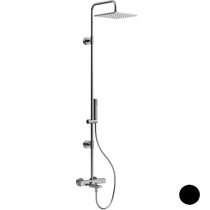 Душевая стойка с верхним душем 25x25 Fima Carlo Frattini Wellness Colonne doccia F4954/Q255NS (черный матовый), с термостатом, с изливом