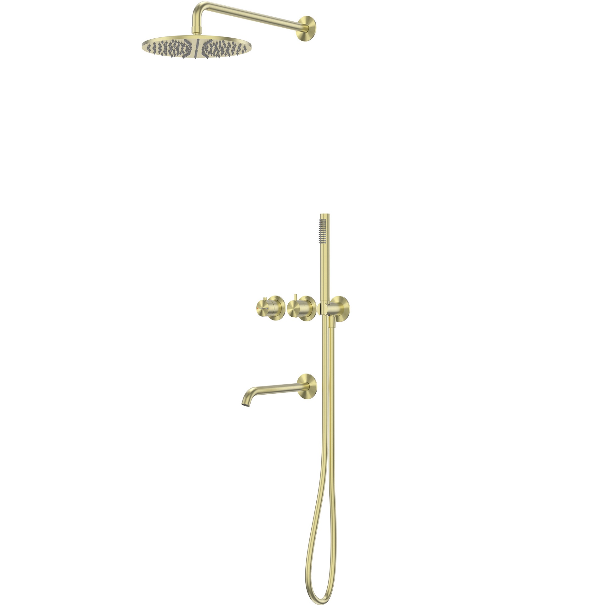 Душевая система скрытого монтажа 25x25 Abber Wasser Kreis 316 AF8150BG (золото брашированное), с изливом