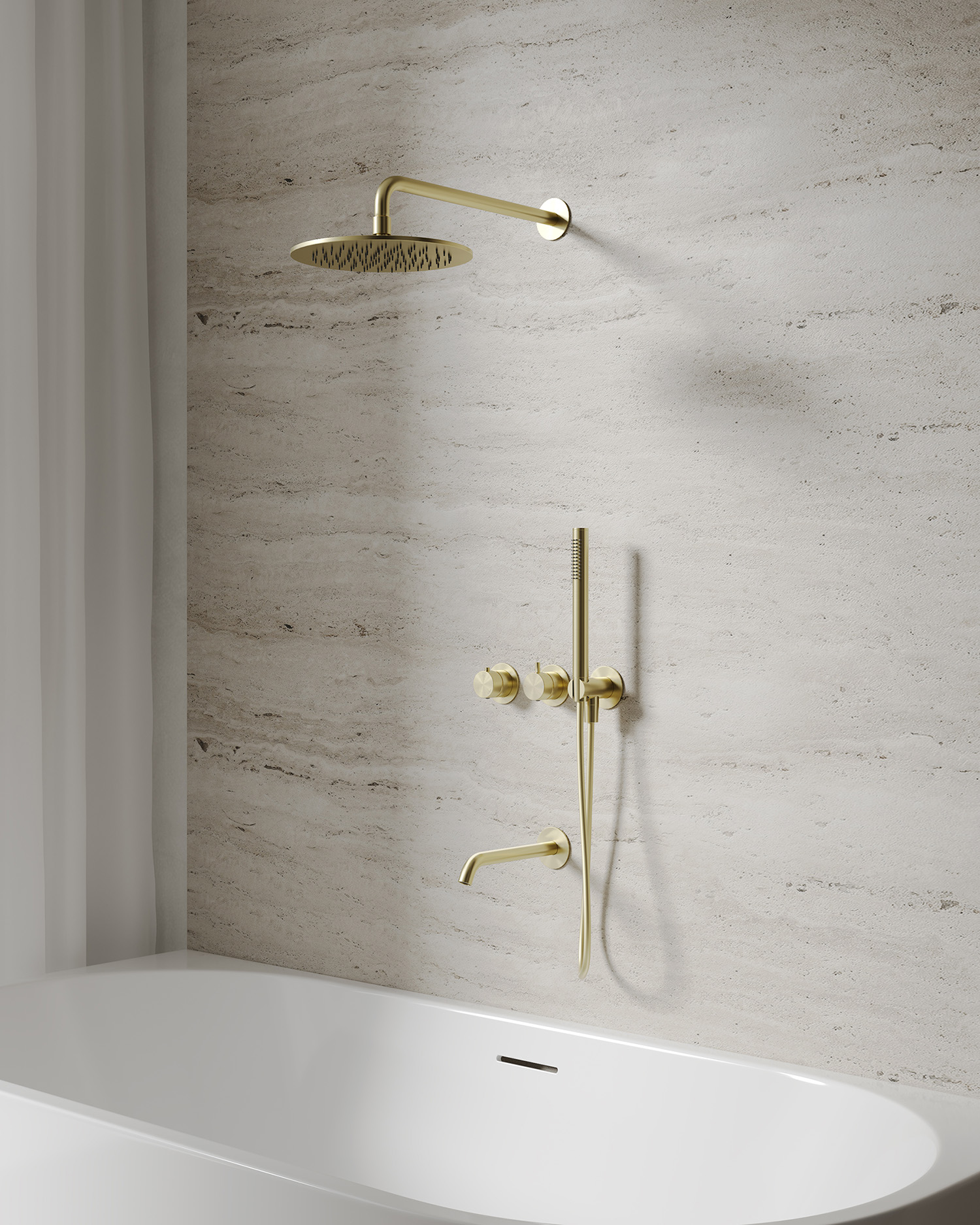 Душевая система скрытого монтажа 25x25 Abber Wasser Kreis 316 AF8150BG (золото брашированное), с изливом