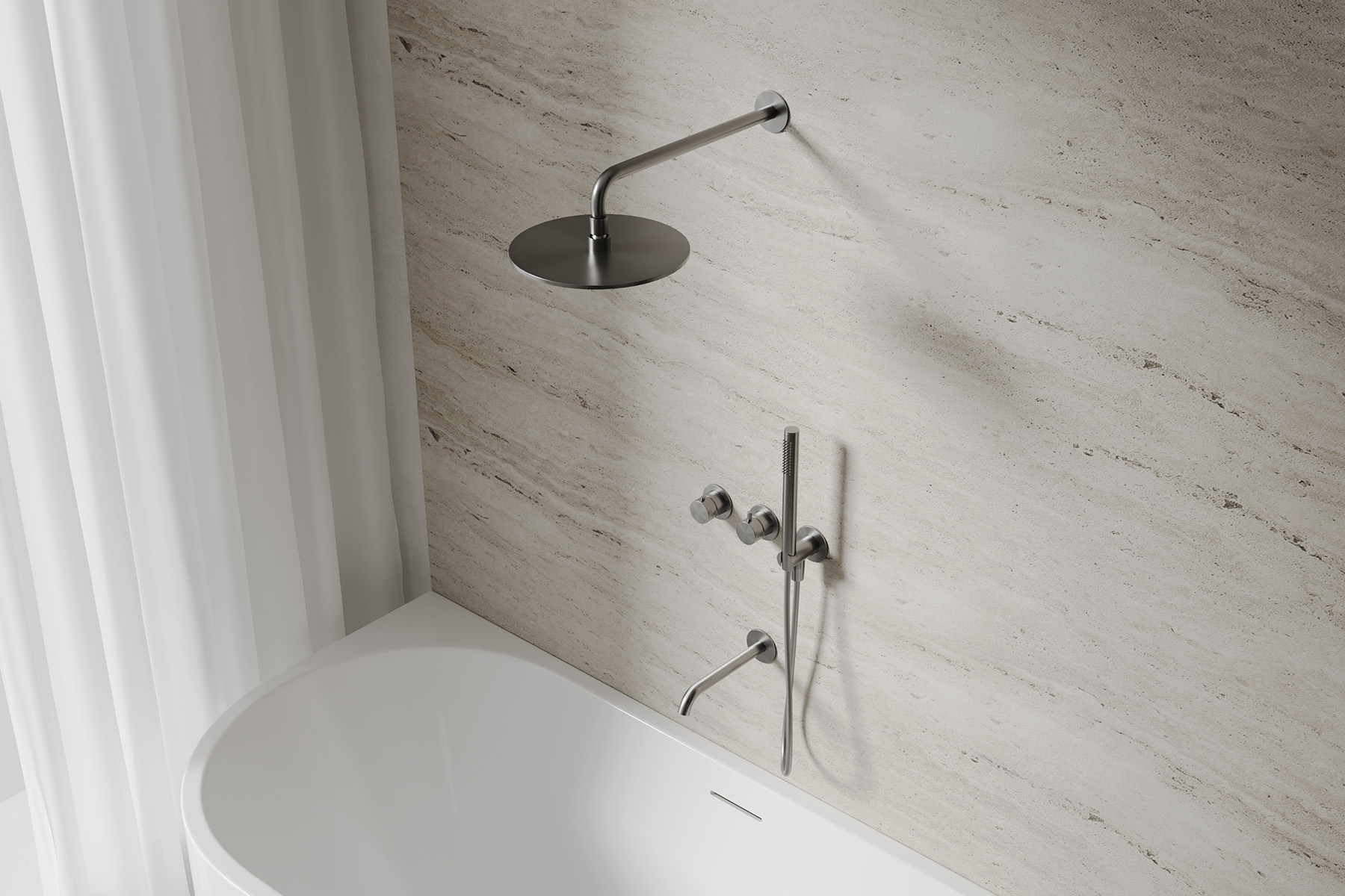 Душевая система скрытого монтажа 25x25 Abber Wasser Kreis 316 AF8150BGG (оружейная сталь брашированная), с изливом