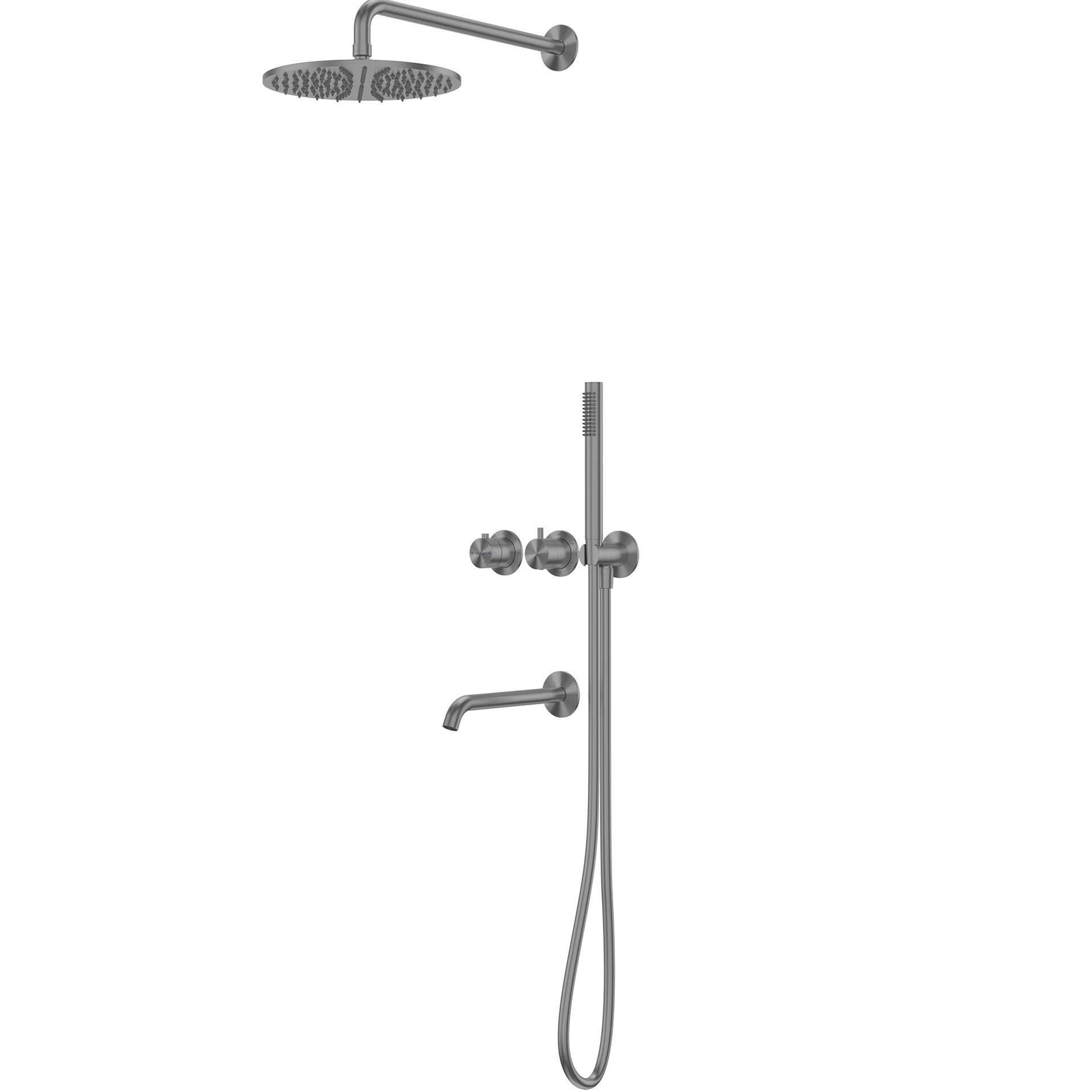 Душевая система скрытого монтажа 25x25 Abber Wasser Kreis 316 AF8150BGG (оружейная сталь брашированная), с изливом