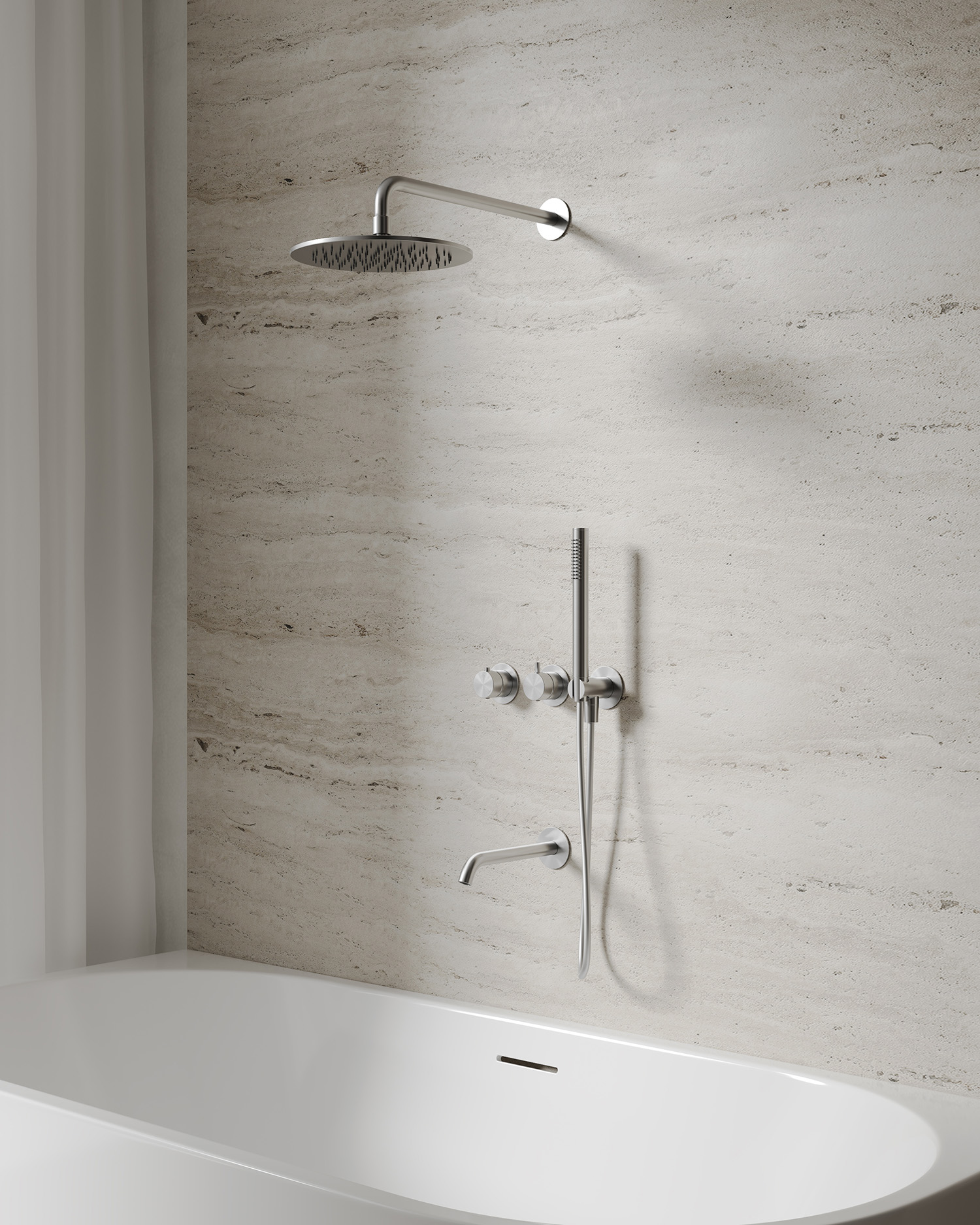 Душевая система скрытого монтажа 25x25 Abber Wasser Kreis 316 AF8150BST (сталь брашированная), с изливом