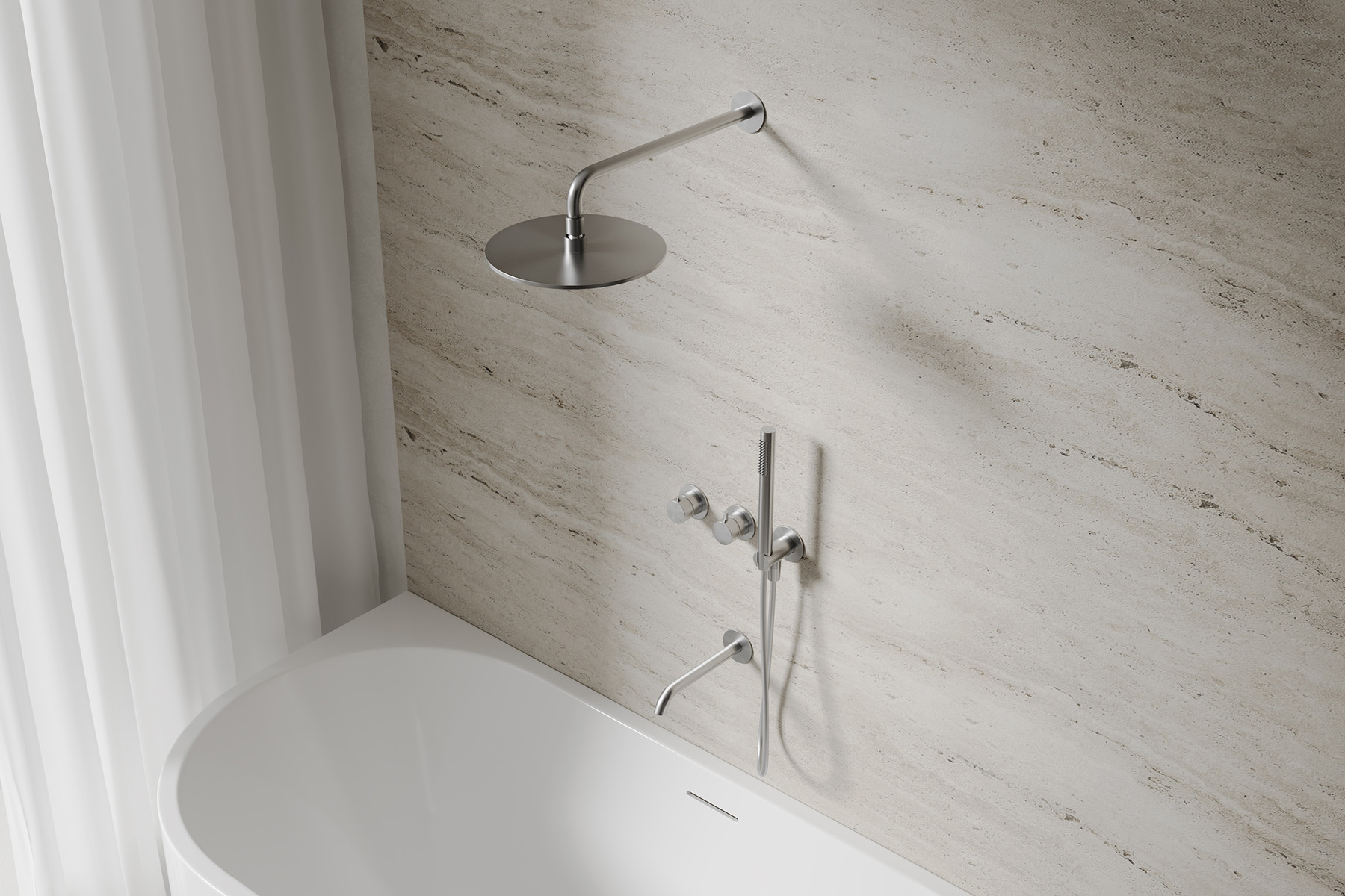 Душевая система скрытого монтажа 25x25 Abber Wasser Kreis 316 AF8150BST (сталь брашированная), с изливом