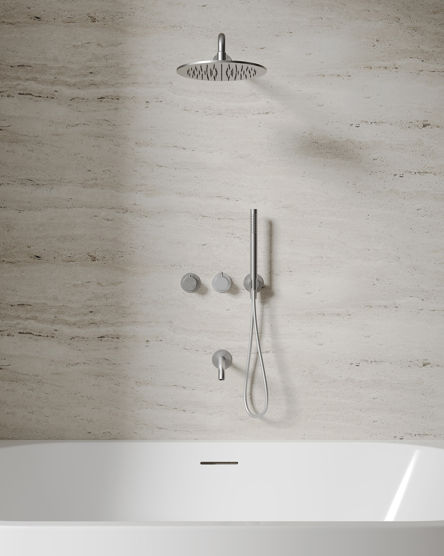 Душевая система скрытого монтажа 25x25 Abber Wasser Kreis 316 AF8150BST (сталь брашированная), с изливом