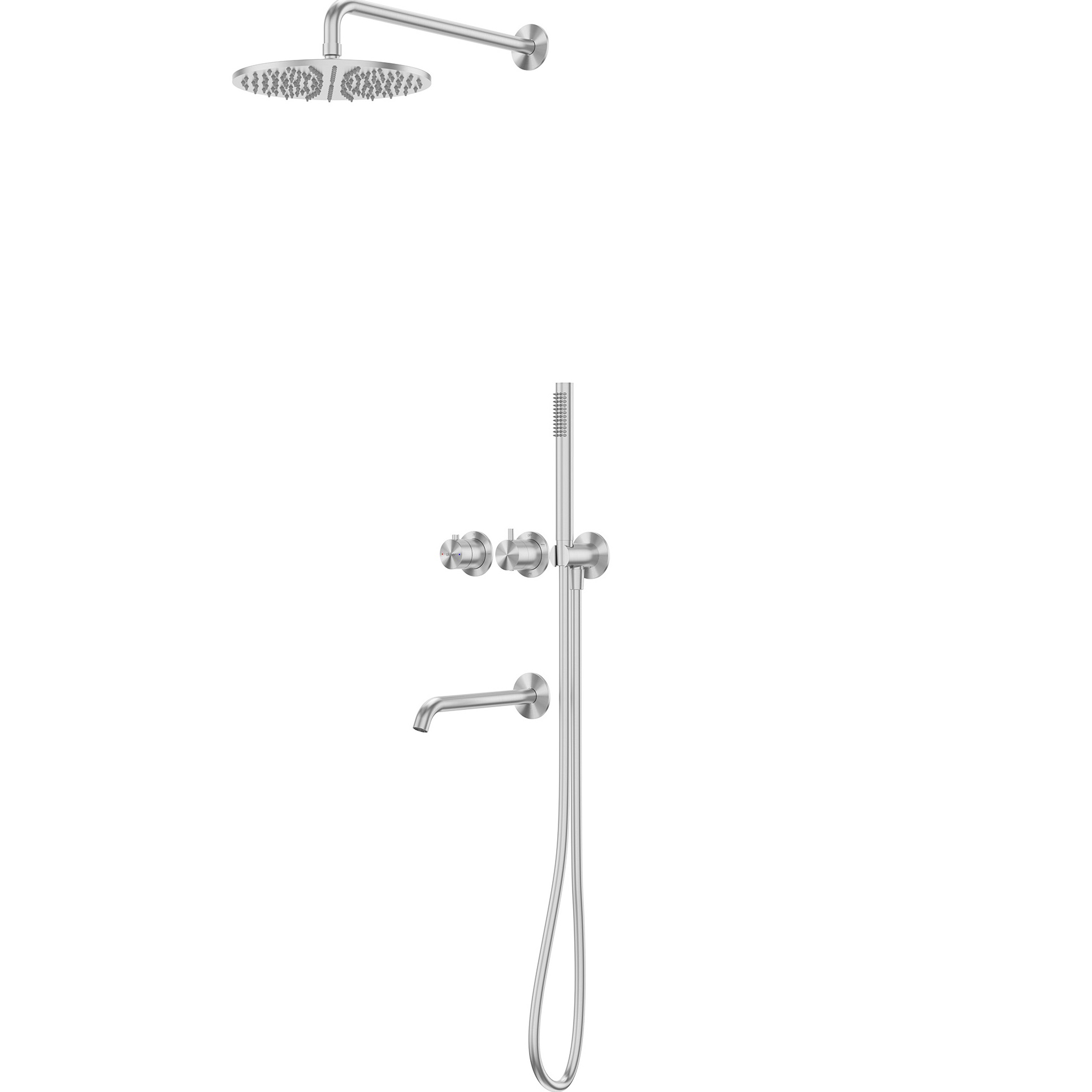 Душевая система скрытого монтажа 25x25 Abber Wasser Kreis 316 AF8150BST (сталь брашированная), с изливом