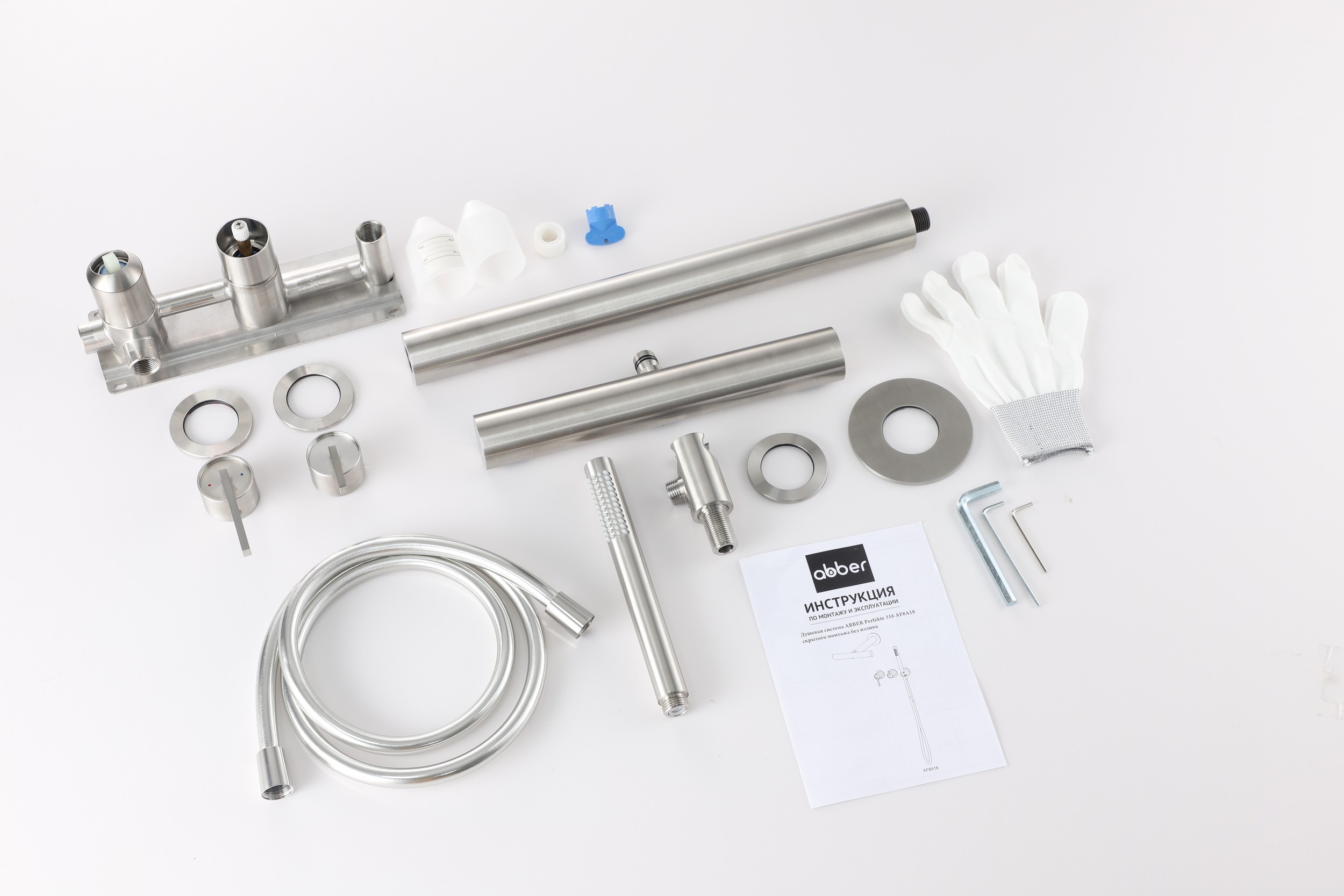 Душевая система скрытого монтажа 30x45.5  Abber Wasser Kreis 316 AF8A18BST (сталь брашированная), без излива