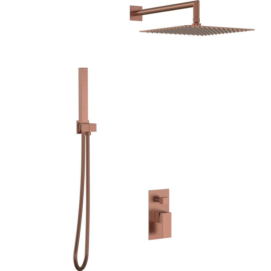 Душевая система скрытого монтажа 30x30 см. Boheme Qubic 474-3-BRB (бронза брашированная), без излива
