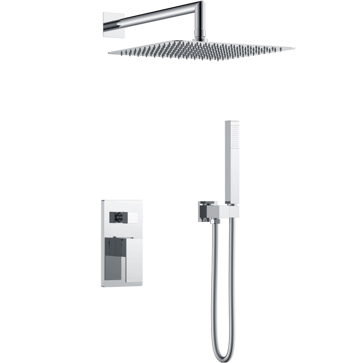 Душевая система скрытого монтажа 30x30 см. Boheme Qubic 474-3-CR (хром), без излива