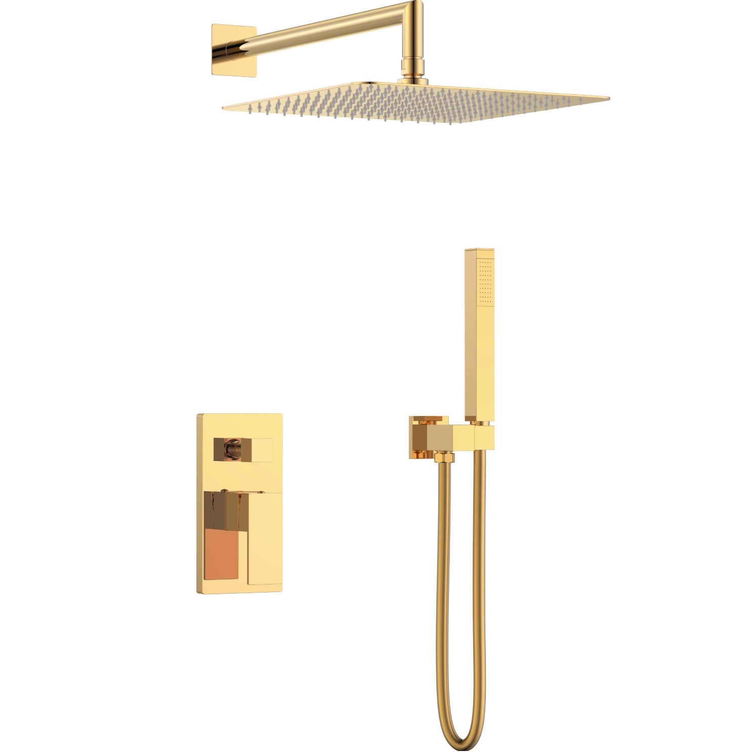 Душевая система скрытого монтажа 30x30 см. Boheme Qubic 474-3-G (золотой), без излива
