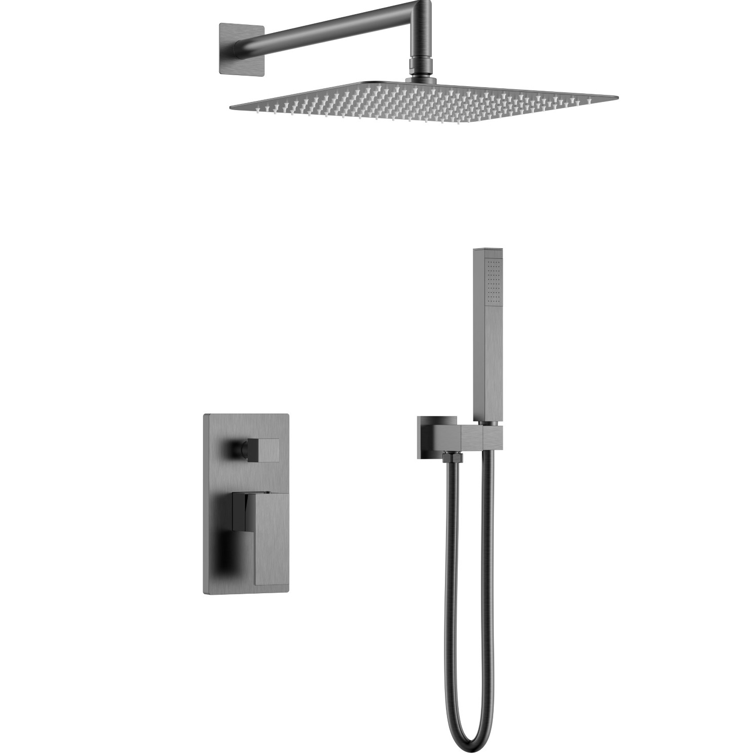 Душевая система скрытого монтажа 30x30 см. Boheme Qubic 474-3-GM (оружейный металл), без излива