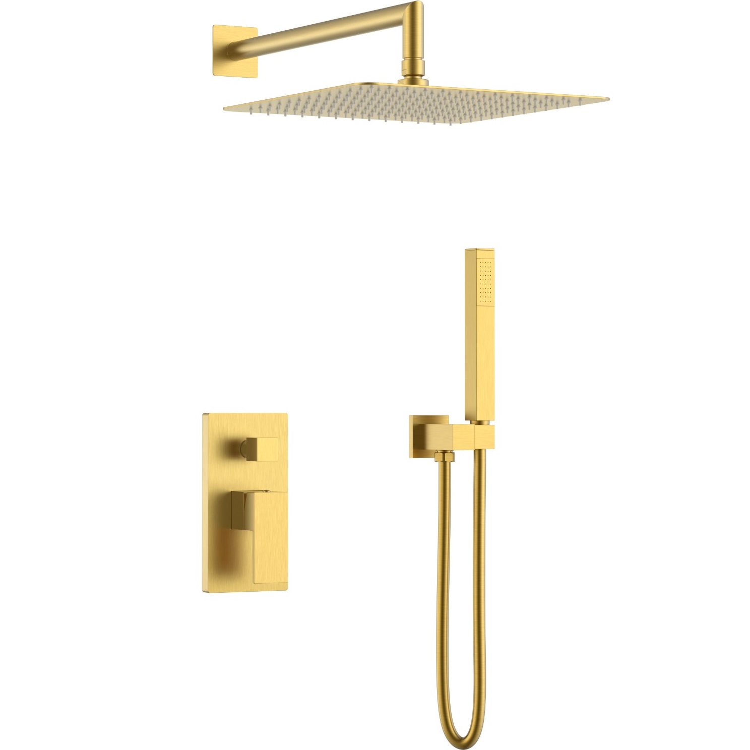 Душевая система скрытого монтажа 30x30 см. Boheme Qubic 474-3-MG (золото матовое), без излива
