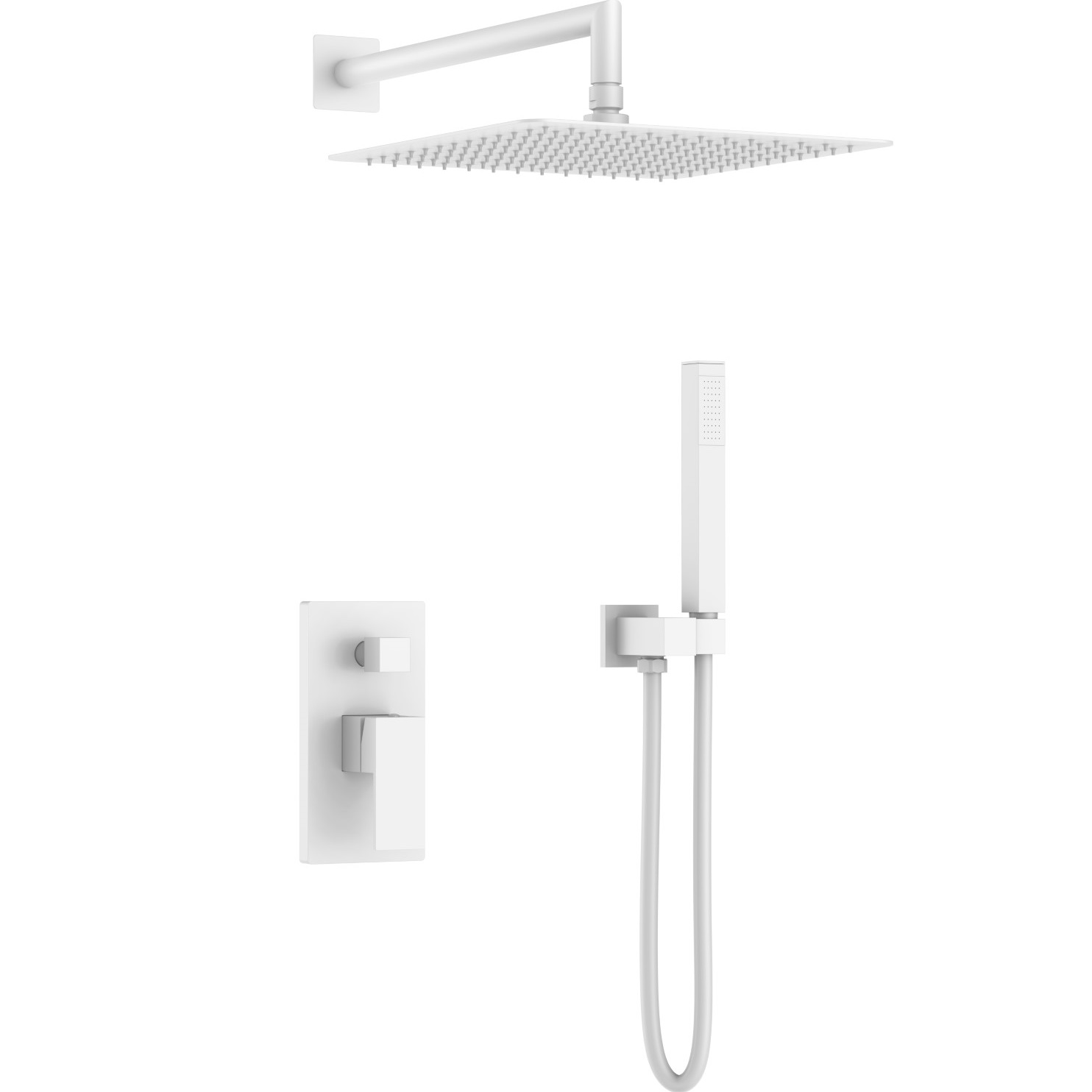 Душевая система скрытого монтажа 30x30 см. Boheme Qubic 474-3-MW (белый матовый), без излива