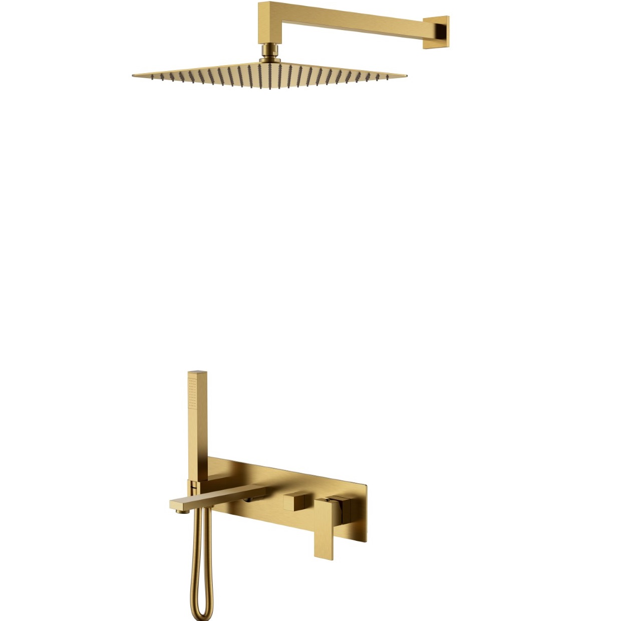 Душевая система скрытого монтажа 30x30 см. Boheme Qubic 474-BR (бронза), с изливом