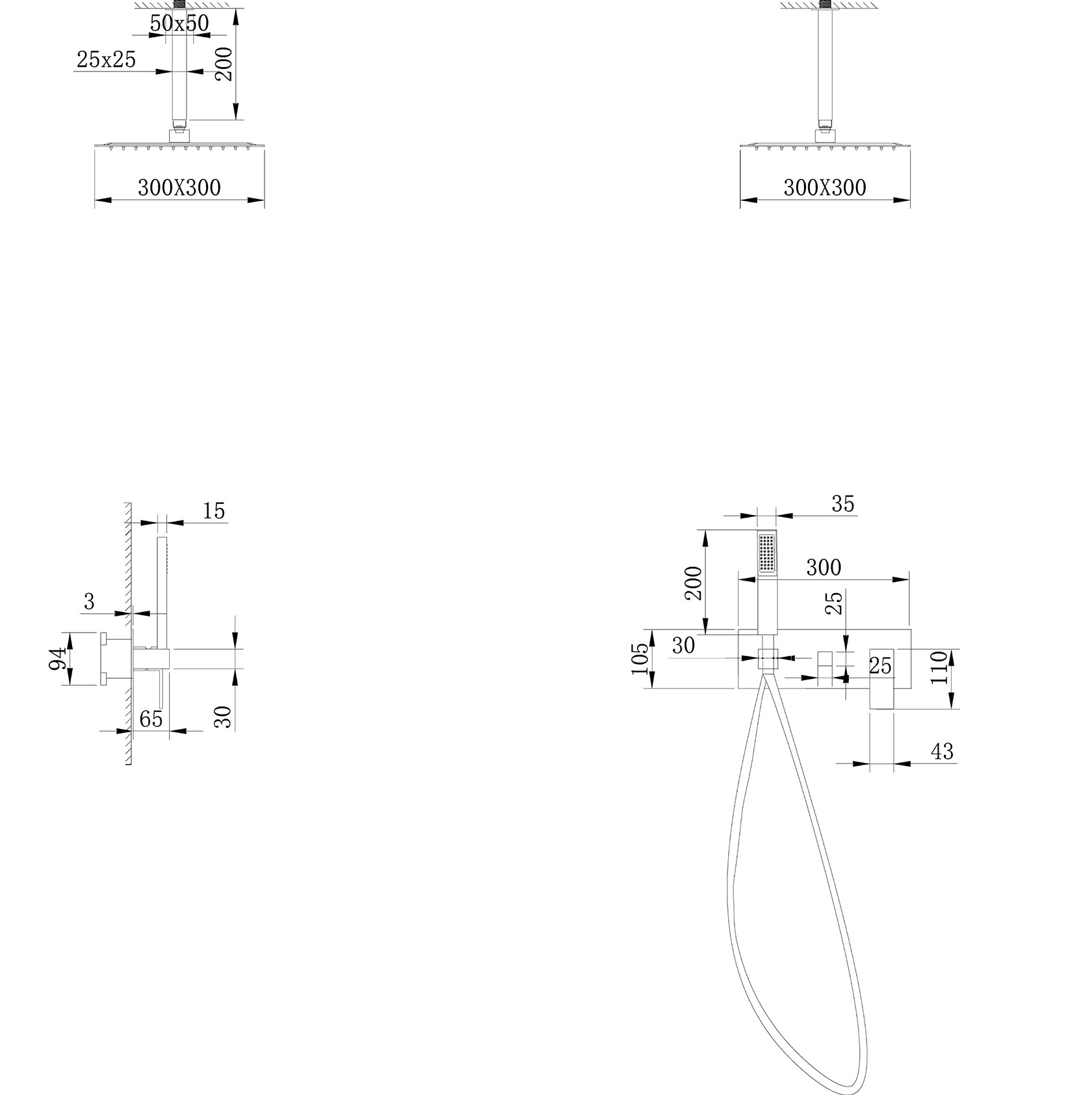 Душевая система скрытого монтажа Abber Daheim AF8221SP (сатин), без излива