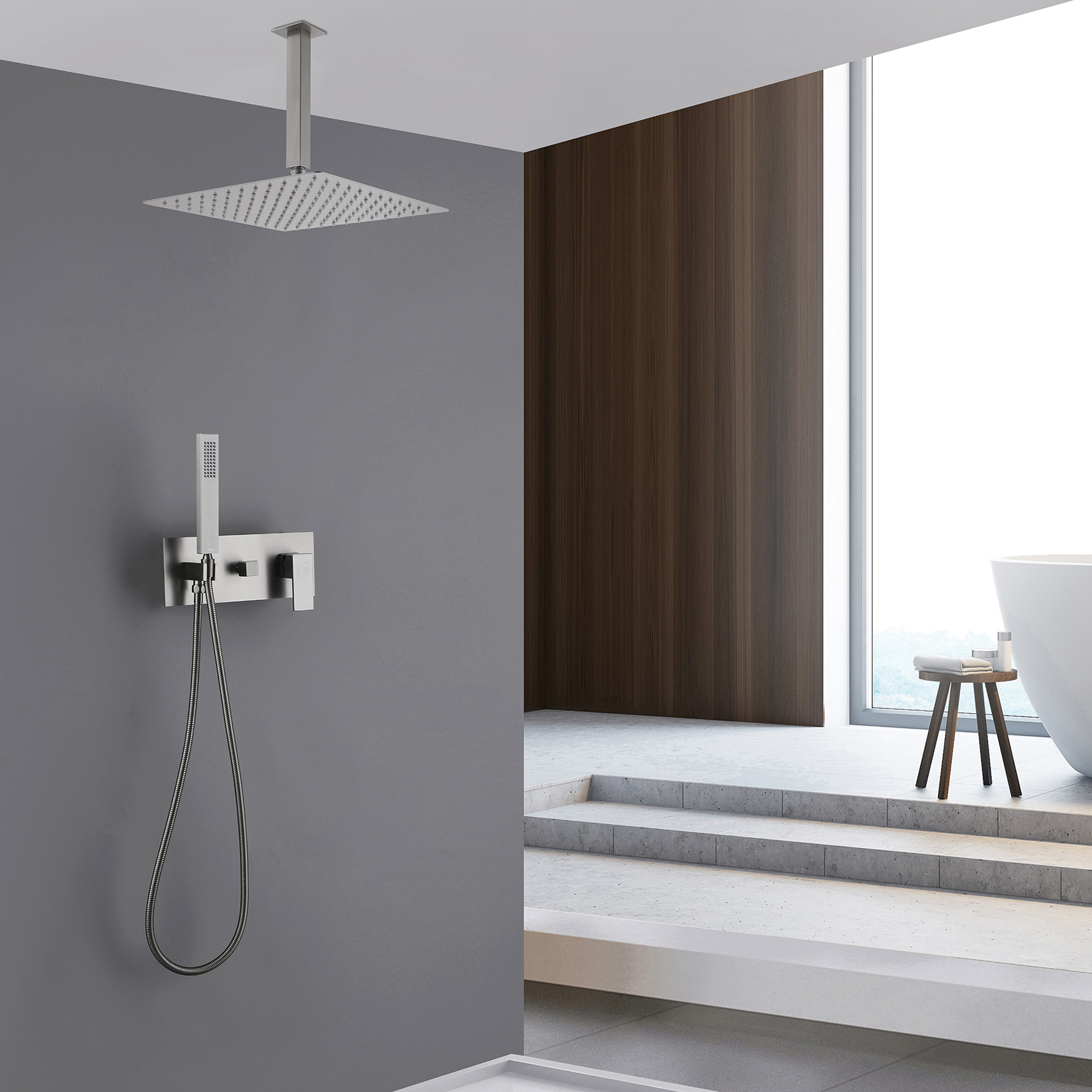 Душевая система скрытого монтажа Abber Daheim AF8221SP (сатин), без излива